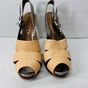 BCBGMaxAzria‎ Tan and Silver Women's Heels